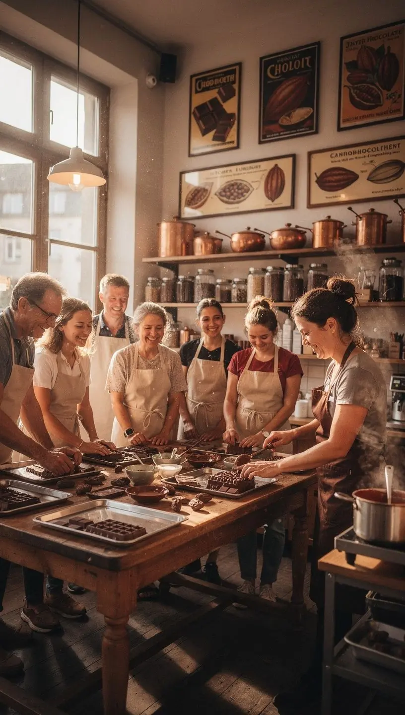 Ein geschäftiger Markt mit verschiedenen Ständen, die frisches Obst und Gemüse anbieten.
